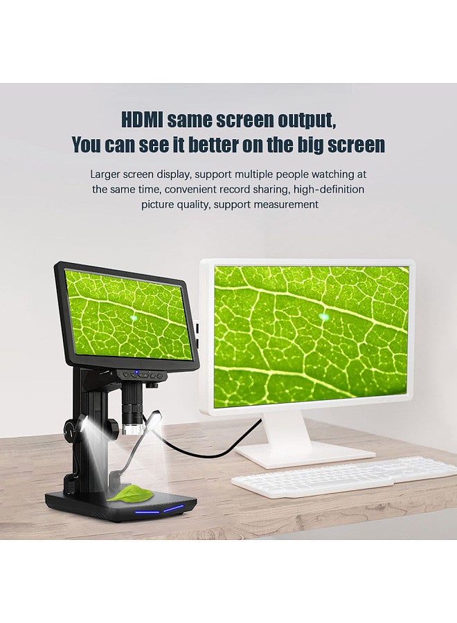 48MP USB Digital Microscope 1440P Lightness Adjustable 500X-1000X Zoom Rate Support 32G TF Card with 10.1-inch Large IPS Screen with Remote Control