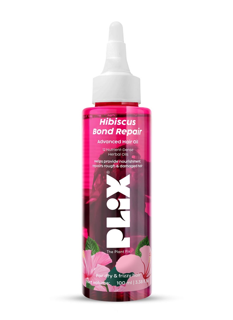PLIX THE PLANT FIX PLIX - THE PLANT FIX Hibiscus Bond Repair Advanced Hair Oil for Damaged Hair - 100ml | Repairs Damaged Hair Due To Heat Styling | Restores Strength & Reduces Breakage  - Image 1