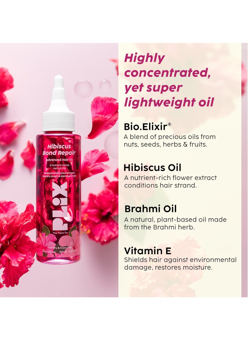 PLIX THE PLANT FIX PLIX - THE PLANT FIX Hibiscus Bond Repair Advanced Hair Oil for Damaged Hair - 100ml | Repairs Damaged Hair Due To Heat Styling | Restores Strength & Reduces Breakage  - Image 3