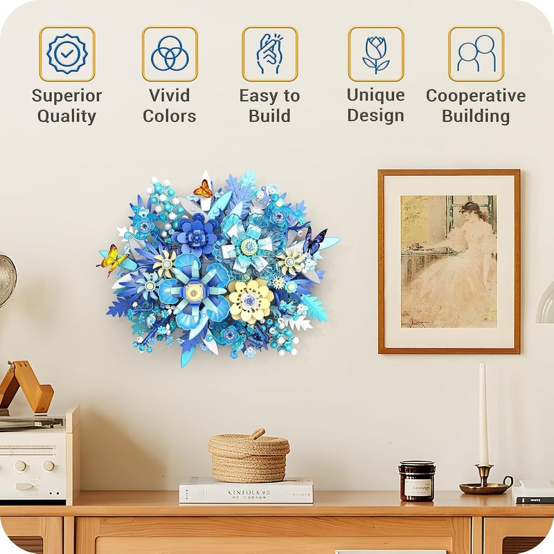 KASTWAVE Flowers Building Set, Flower Centerpiece Building Blocks for Adults, Kids, Boys, Girls, Botanical Collection Crafts Set for Table or Wall Decor, Ideal Gifts for Mother's Day, Birthday - Image 5