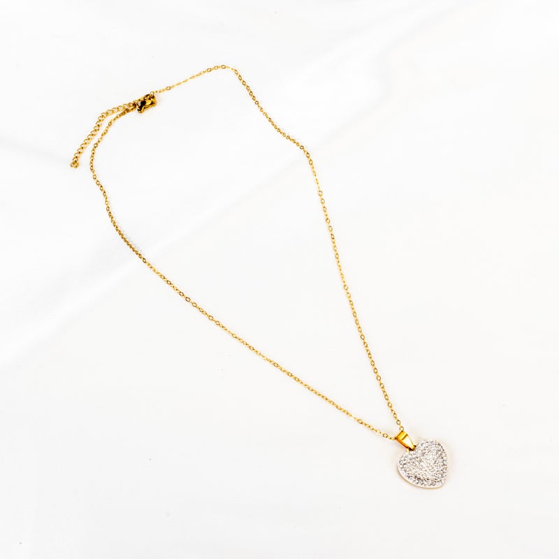 The Black Pearl Accessories Golden Zirconic Heart Stainless Steel Pendant Necklace - Image 2