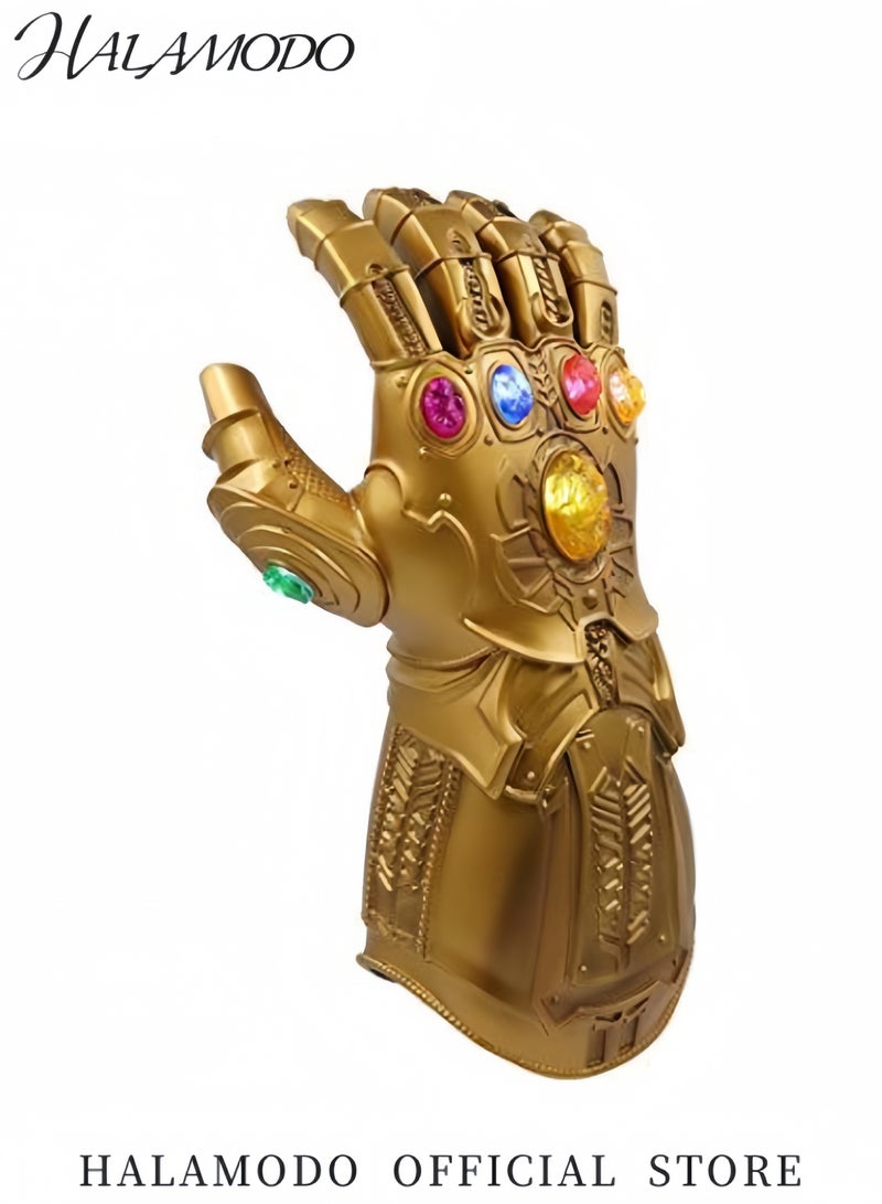 هالامودو قفازات "إنفينيتي غانتلت" للأطفال بقطع حجارة قابلة للإزالة، قفازات PVC قوية بتصميم ذهبي رائع للتنكر واللعب دور الهدية المثالية للأولاد والبنات - Image 3