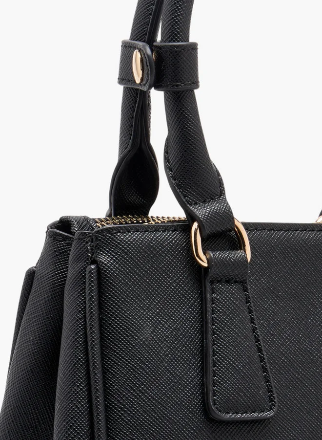 Flora Bella By Shoexpress Women's Textured Crossbody Bag with Detachable Strap and Zip Closure