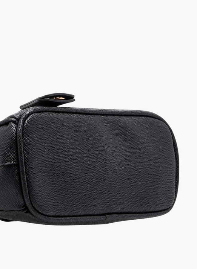 Flora Bella By Shoexpress Women's Textured Crossbody Bag with Detachable Strap and Zip Closure