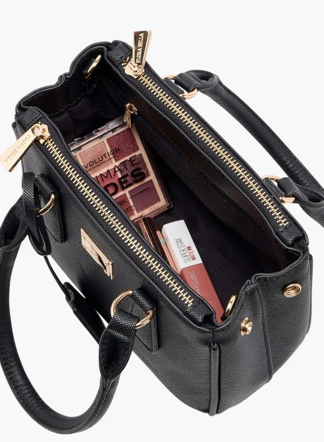 Flora Bella By Shoexpress Women's Textured Crossbody Bag with Detachable Strap and Zip Closure
