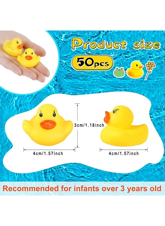 HS - 50 Mini Rubber Ducks, Baby Bath, Duck Birthday Party Accessories, Baby Shower To Celebrate The Joy Of Children, Summer Beach Pool Activity Carnival Game - Image 1