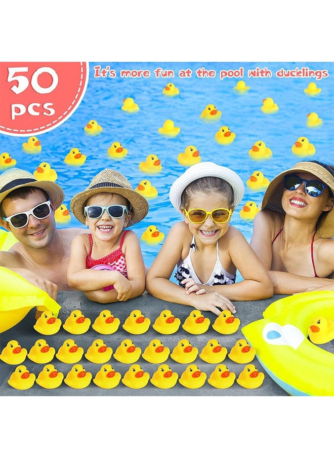 HS - 50 Mini Rubber Ducks, Baby Bath, Duck Birthday Party Accessories, Baby Shower To Celebrate The Joy Of Children, Summer Beach Pool Activity Carnival Game - Image 1