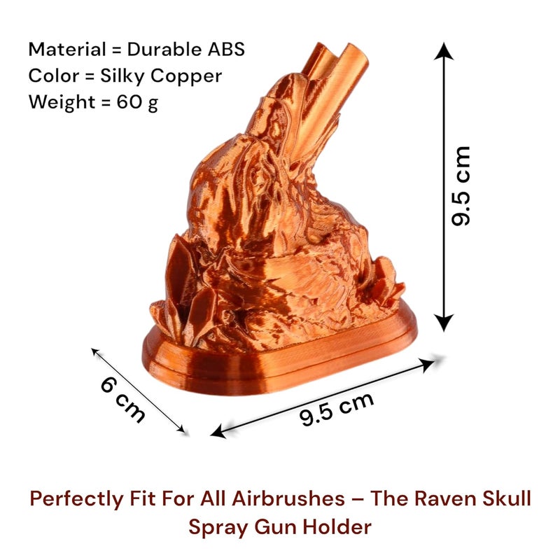 Raven Skull Airbrush HolderStand for Airbrush Artists Makeup Professionals Custom Design Suitable for All Airbrush Models Silky Copper Color EyeCatchy Table Decor Stand 95956 Cm - Image 4