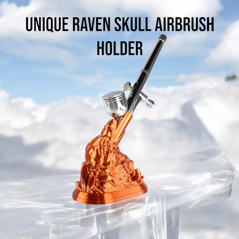 Raven Skull Airbrush HolderStand for Airbrush Artists Makeup Professionals Custom Design Suitable for All Airbrush Models Silky Copper Color EyeCatchy Table Decor Stand 95956 Cm - Image 3