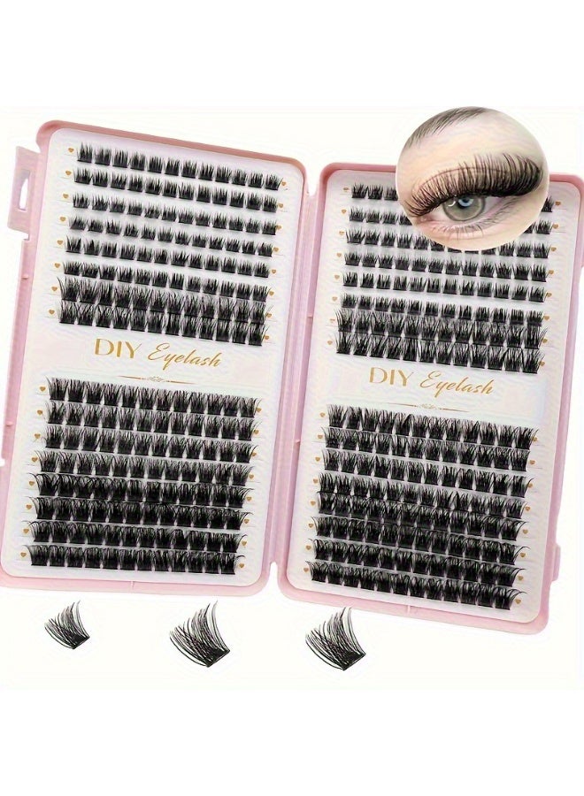 Bond DIY Eyelash Extension Kit 32 rows 384 Clusters, 9-13mm Mixed Individual Lashes Cluster, Natural Curl Personal Eyelash Set, Segmented False Eyelashes, Thick Eyelashes - Image 1