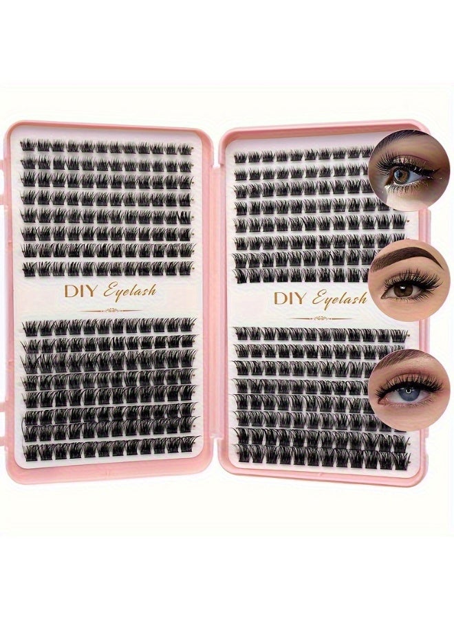 Bond DIY Eyelash Extension Kit 32 rows 384 Clusters, 9-13mm Mixed Individual Lashes Cluster, Natural Curl Personal Eyelash Set, Segmented False Eyelashes, Thick Eyelashes - Image 2