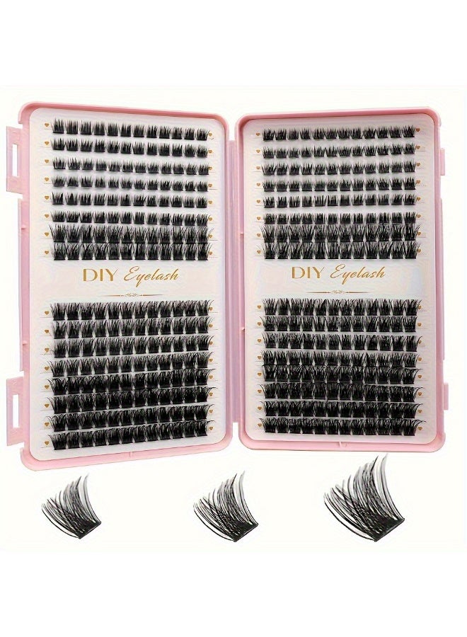 Bond DIY Eyelash Extension Kit 32 rows 384 Clusters, 9-13mm Mixed Individual Lashes Cluster, Natural Curl Personal Eyelash Set, Segmented False Eyelashes, Thick Eyelashes - Image 3