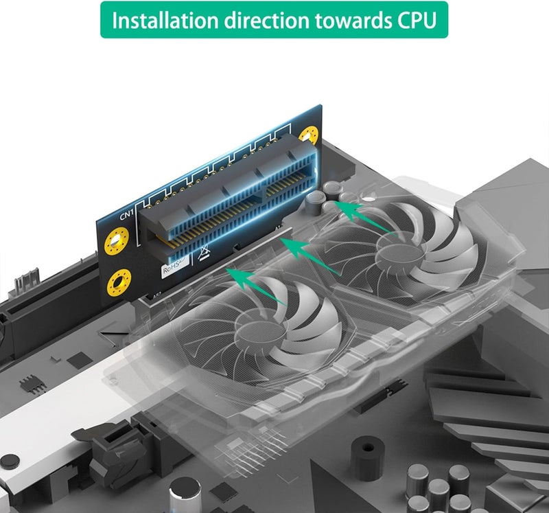 PCIE 90 Degree Reverse Male to Female Risers Card for Servers Installation Direction Towards CPU Height 32mm Extension Card - Image 2