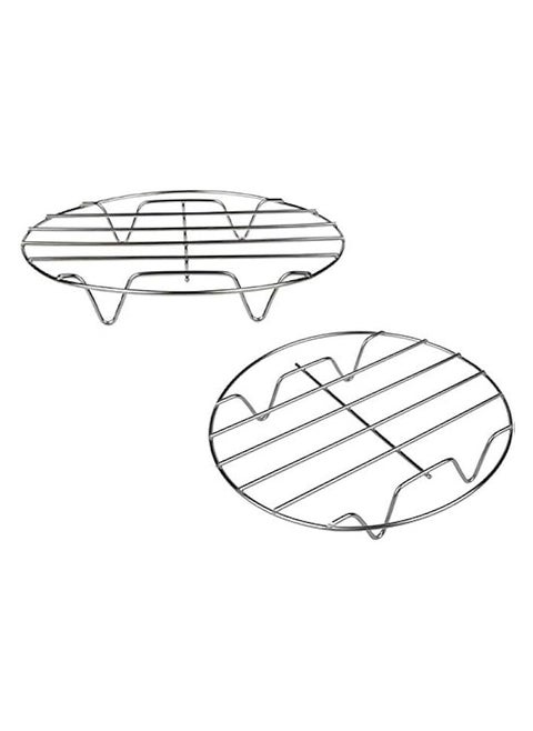 2 Sets Stainless Steel Round Steamer Rack and Cooling Rack Wire Baking Steaming Rack Stand for Air Fryer Instant Pot Pressure Cooker Canning(18cm x2)