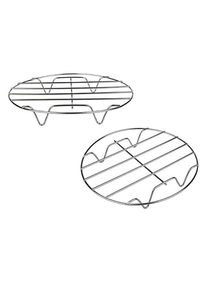 erorex 2 Sets Stainless Steel Round Steamer Rack and Cooling Rack Wire Baking Steaming Rack Stand for Air Fryer Instant Pot Pressure Cooker Canning(18cm x2)  - Image 1