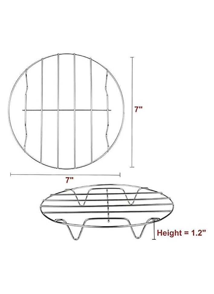 erorex 2 Sets Stainless Steel Round Steamer Rack and Cooling Rack Wire Baking Steaming Rack Stand for Air Fryer Instant Pot Pressure Cooker Canning(18cm x2)  - Image 3