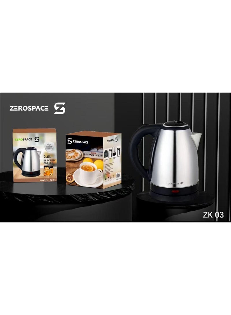 زيروسبيس غلاية كهربائية متعددة الاستخدامات من الفولاذ المقاوم للصدأ، غلاية منزلية ببطانة من الفولاذ المقاوم للصدأ، سعة 2.0 لتر، مع خاصية الإغلاق التلقائي. - Image 4