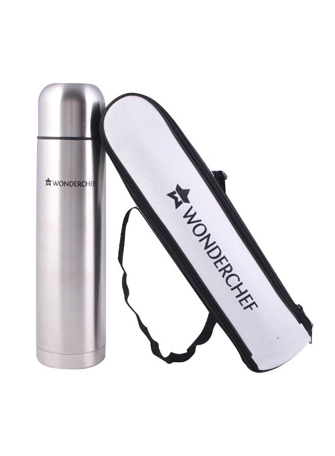 Wonderchef 1000ml Double Wall Stainless Steel Vacuum Insulated Hot and Cold Flask with Travel Pouch, Copper Plated Inner Wall, Spill & Leak Proof, 2 Years Warranty - Image 1