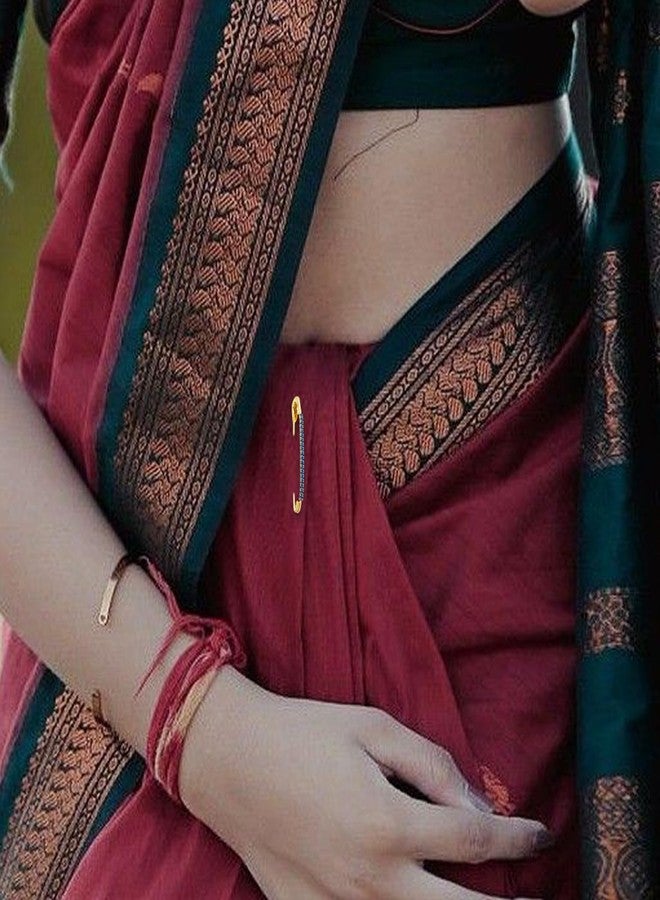 VAMA FASHIONS Multicolour Stone Saree Safety dress Draping Clothes pins brooch Sari Pleats Pallu Pin for girls Women - Image 2