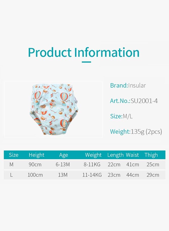 insular 2-Piece Cotton Training Pants for Baby, Size L, 6 Layers, Breathable and Washable Underwear with Cute Hedgehog Pattern for Toddler Potty Training, Yellow  - Image 2