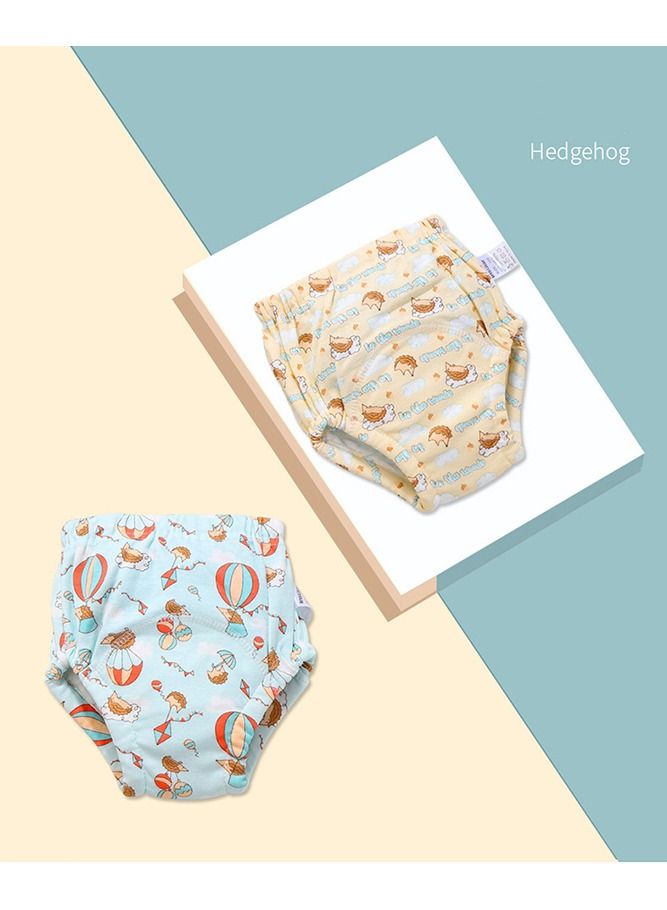 insular 2-Piece Cotton Training Pants for Baby, Size L, 6 Layers, Breathable and Washable Underwear with Cute Hedgehog Pattern for Toddler Potty Training, Yellow  - Image 5