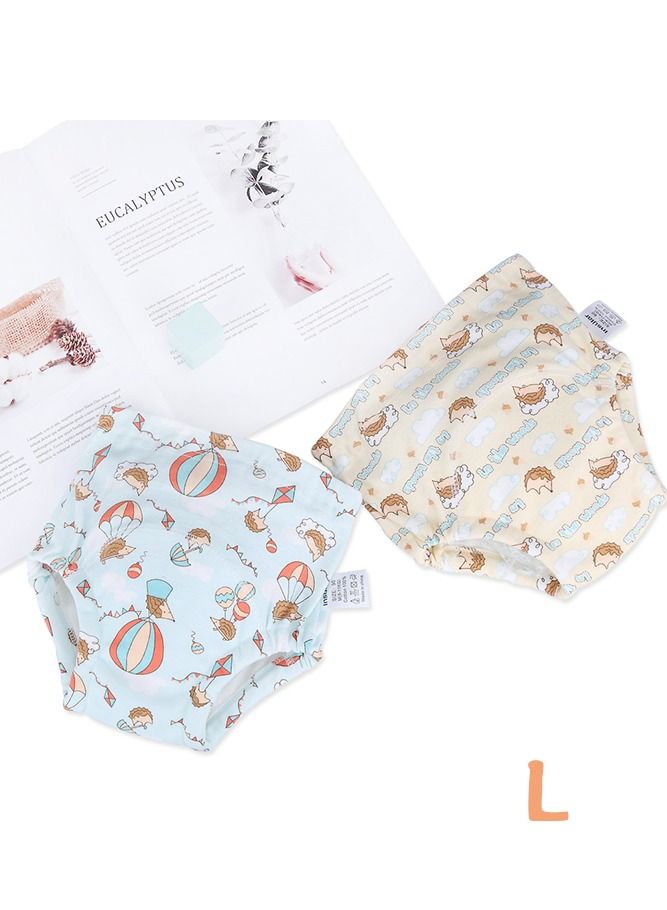 insular 2-Piece Cotton Training Pants for Baby, Size L, 6 Layers, Breathable and Washable Underwear with Cute Hedgehog Pattern for Toddler Potty Training, Yellow  - Image 1