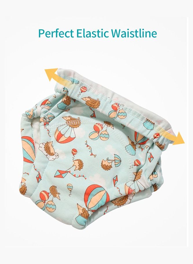 insular 2-Piece Cotton Training Pants for Baby, Size L, 6 Layers, Breathable and Washable Underwear with Cute Hedgehog Pattern for Toddler Potty Training, Yellow  - Image 3