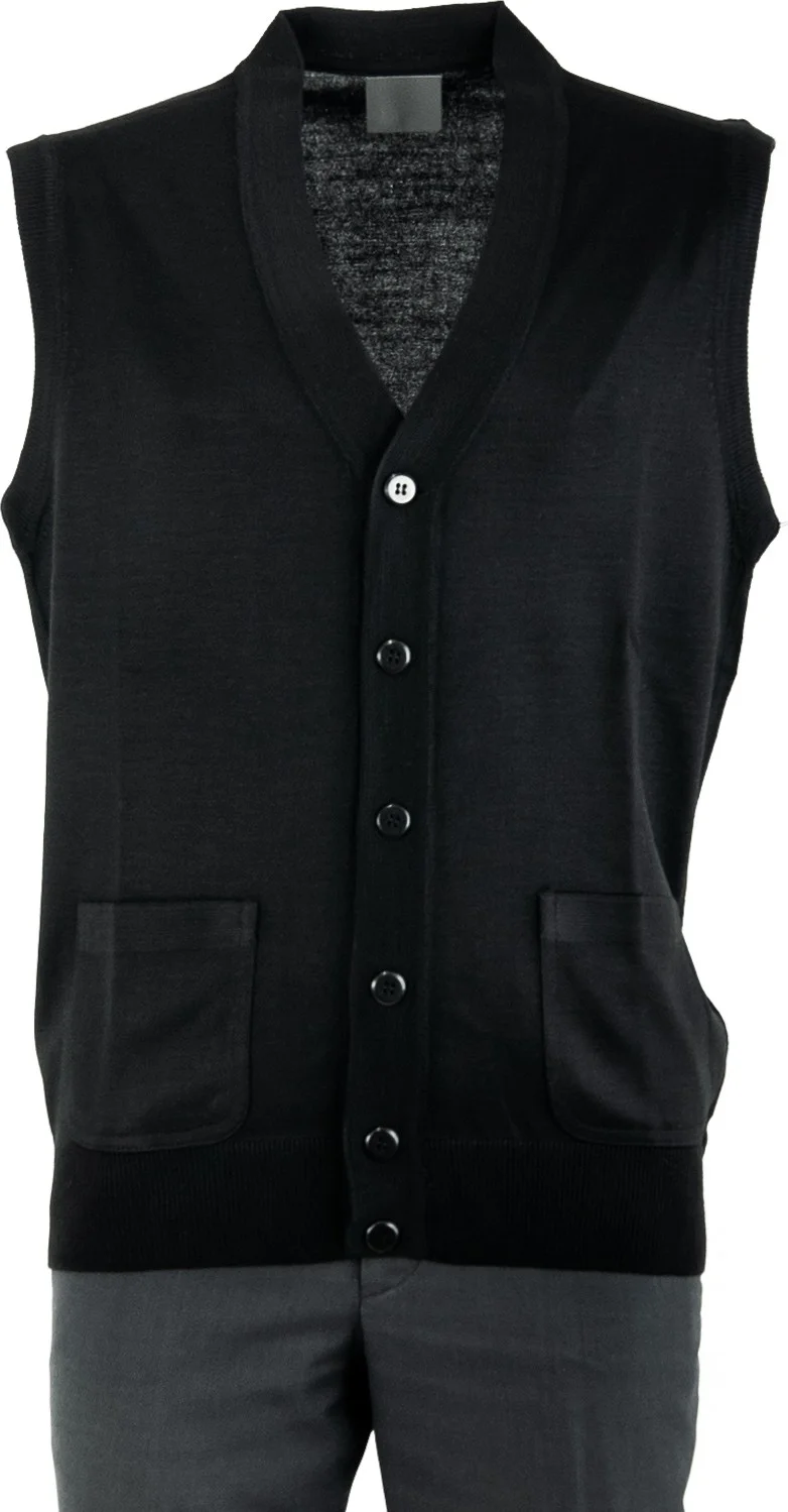 اوبلاند Men's Dad Vest with Elegant Buttons on the Front and Classic Double Pockets Casual Cut Fine Wool Woven