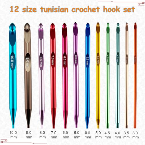 Mdoker 12 Size Tunisian Crochet Hook Set with Cable Aluminum Interchangeable Crochet Hooks Long Crochet Hook Inline Crochet Hooks 3mm10mmComfortable to useLightweight - Image 3