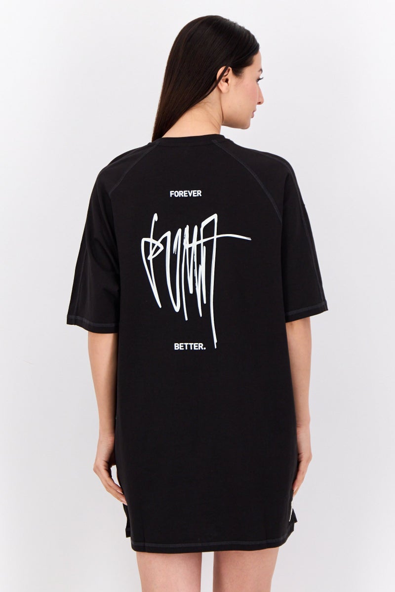 PUMA Women Sportswear Fit Short Sleeves Outdoor Dress, Black  - Image 2