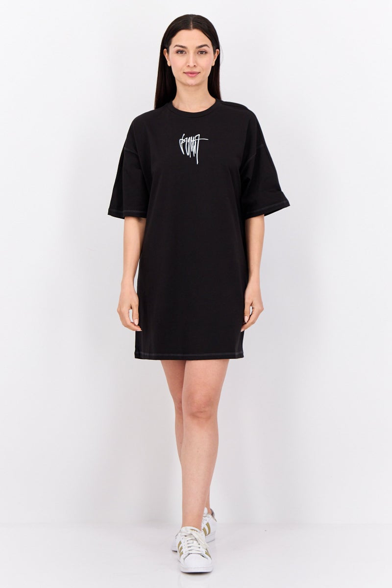 PUMA Women Sportswear Fit Short Sleeves Outdoor Dress, Black  - Image 3