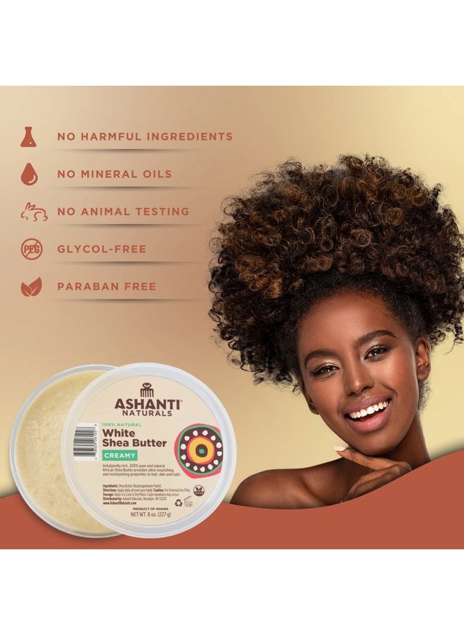 Ashanti Naturals - White Raw Shea Butter | Unrefined African Shea Butter | Creamy Moisturizer for Easy Application - 8 oz - Image 1