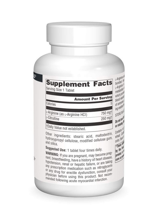 Source Naturals Larginine Lcitrulline Complex 120 Tablets 1000 Mg - Image 4