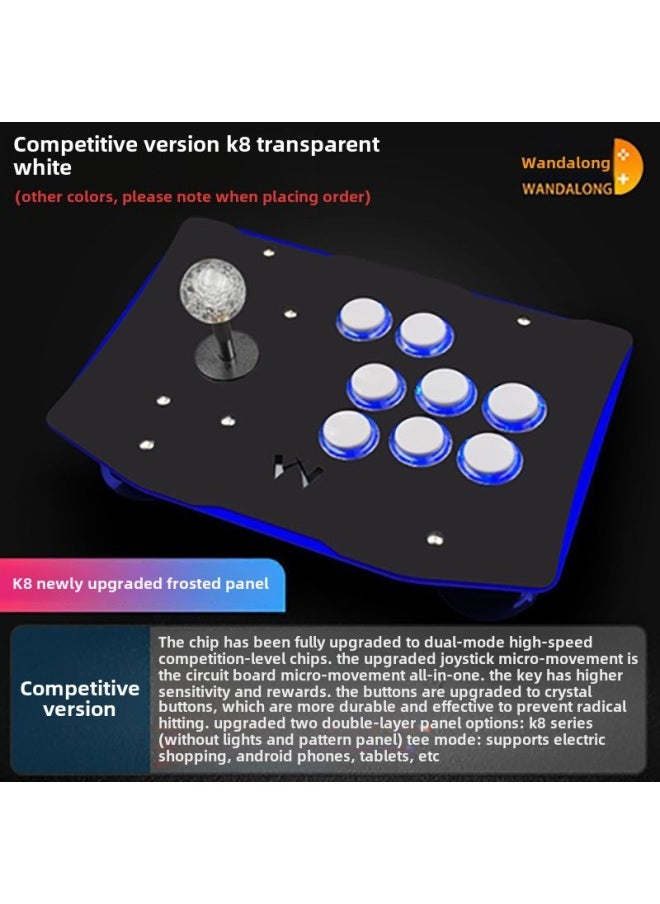 Beauenty Arcade Rocker Fighting Rocker Computer USB Mobile Phone Boxing Emperor 97 Sanhe Rocker Home Game Console-Product Color:Competitive Version K8 Transparent White  - Image 1