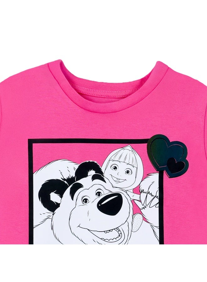 ترو كير تيشيرت بناتي بأكمام قصيرة ماشا أفضل الأصدقاء للأبد - Image 4