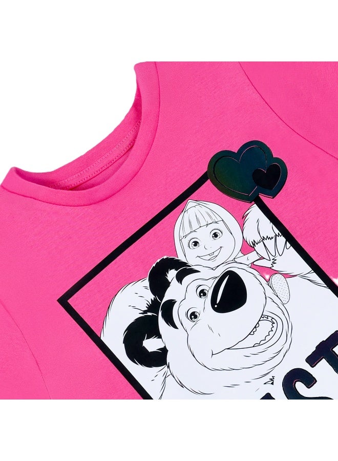 ترو كير تيشيرت بناتي بأكمام قصيرة ماشا أفضل الأصدقاء للأبد - Image 5