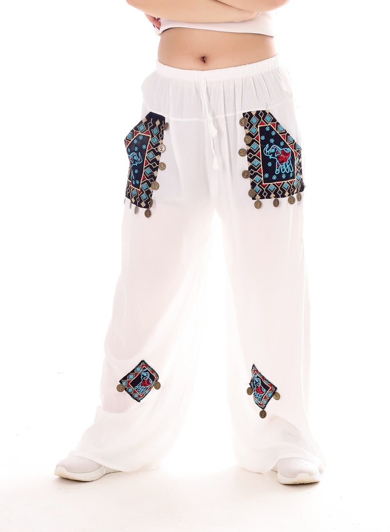 BEBO Women's printed long 2 pocket pants with drawstring  - Image 1
