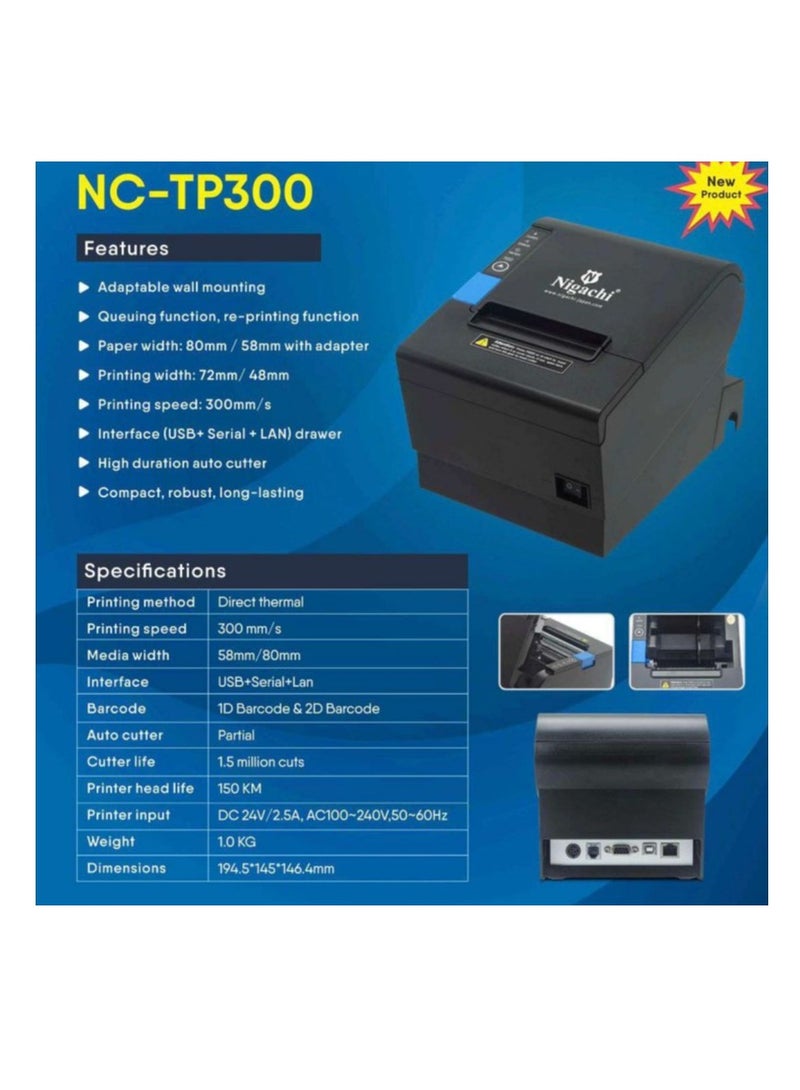 Nigachi طابعة الإيصالات الحرارية NC-TP300 - Image 2