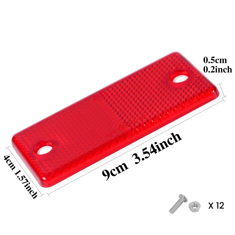 Generic Woola 6 Pack Red Rectangular Reflectors,E Approved Reflectors,Screw Fastening Cat Eye Reflectors for Trailer Caravan Truck Tractor Motorcycle Fence Gate Post  - Image 2
