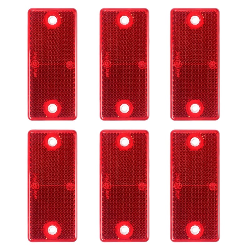 Generic Woola 6 Pack Red Rectangular Reflectors,E Approved Reflectors,Screw Fastening Cat Eye Reflectors for Trailer Caravan Truck Tractor Motorcycle Fence Gate Post  - Image 1