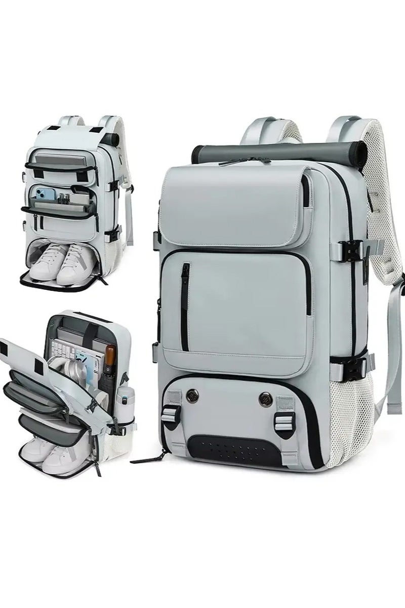 Leon Home Business Travel Shoulder Bag, Large Capacity Ultra-Lightweight Multi-Functional Luggage Bag, Expandable Waterproof Laptop Backpack, Handbag Crossbody Bag with USB Charging Port, Can Hold a 16-inch Laptop, Suitable for Travel, Office Use, Business Trips, Computers, and Outdoor Camping. Gray  - Image 1