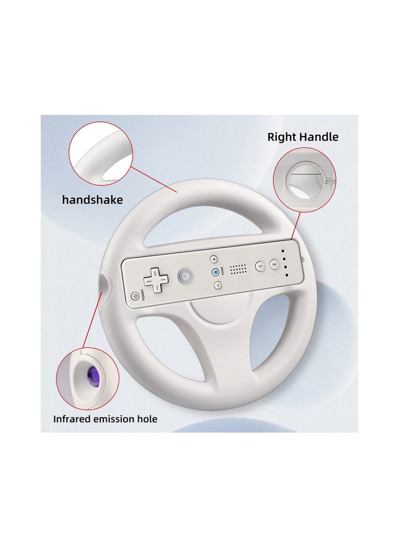 Generic - Steering Wheel for Nintendo Wii and Wii U Remote Controller, 2 Pack Racing Wheels Games Accessories for Mario Kart, Game Controller Wheel for Nintendo Wii Remote Game (White) - Image 1