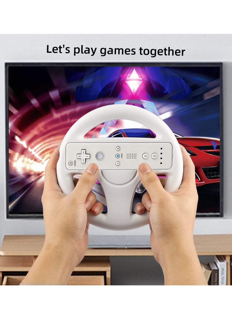 Generic - Steering Wheel for Nintendo Wii and Wii U Remote Controller, 2 Pack Racing Wheels Games Accessories for Mario Kart, Game Controller Wheel for Nintendo Wii Remote Game (White) - Image 1