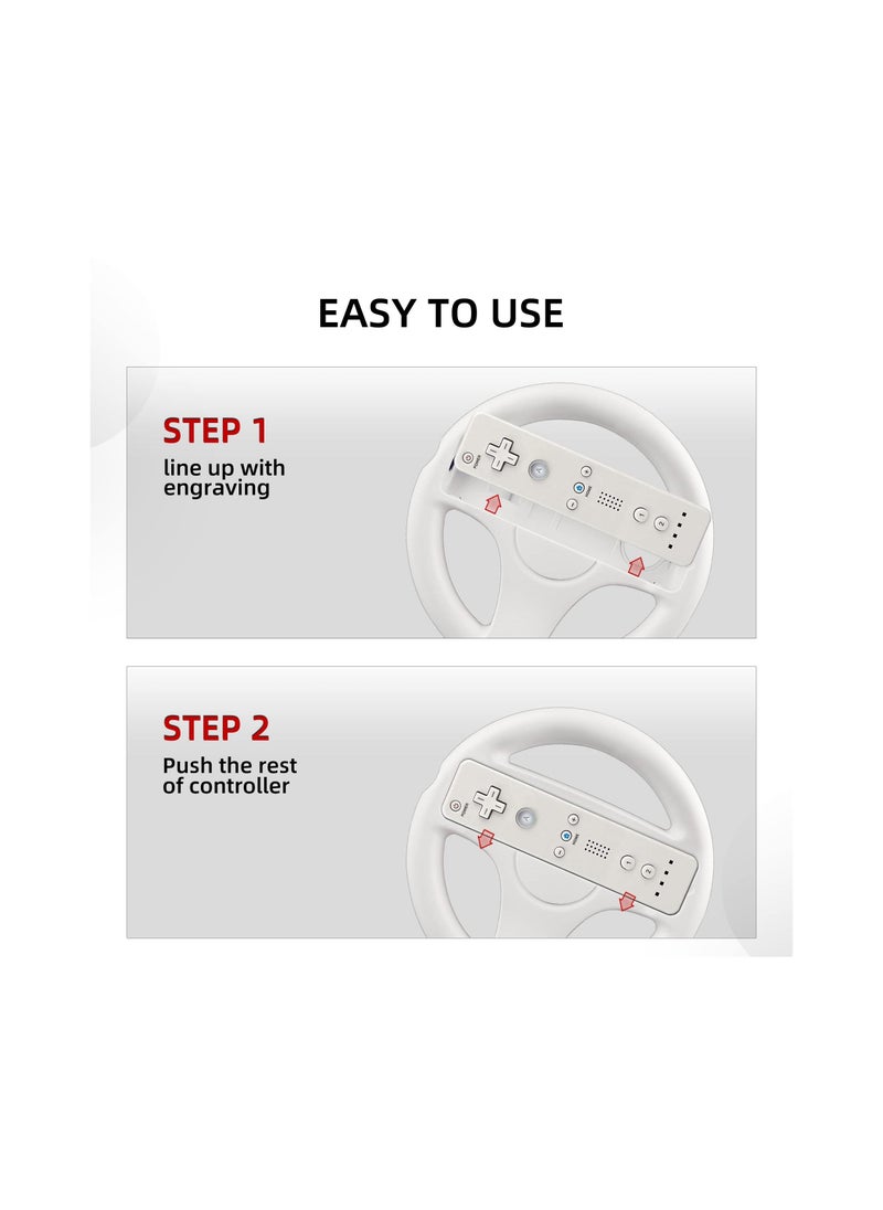 Generic - Steering Wheel for Nintendo Wii and Wii U Remote Controller, 2 Pack Racing Wheels Games Accessories for Mario Kart, Game Controller Wheel for Nintendo Wii Remote Game (White) - Image 1