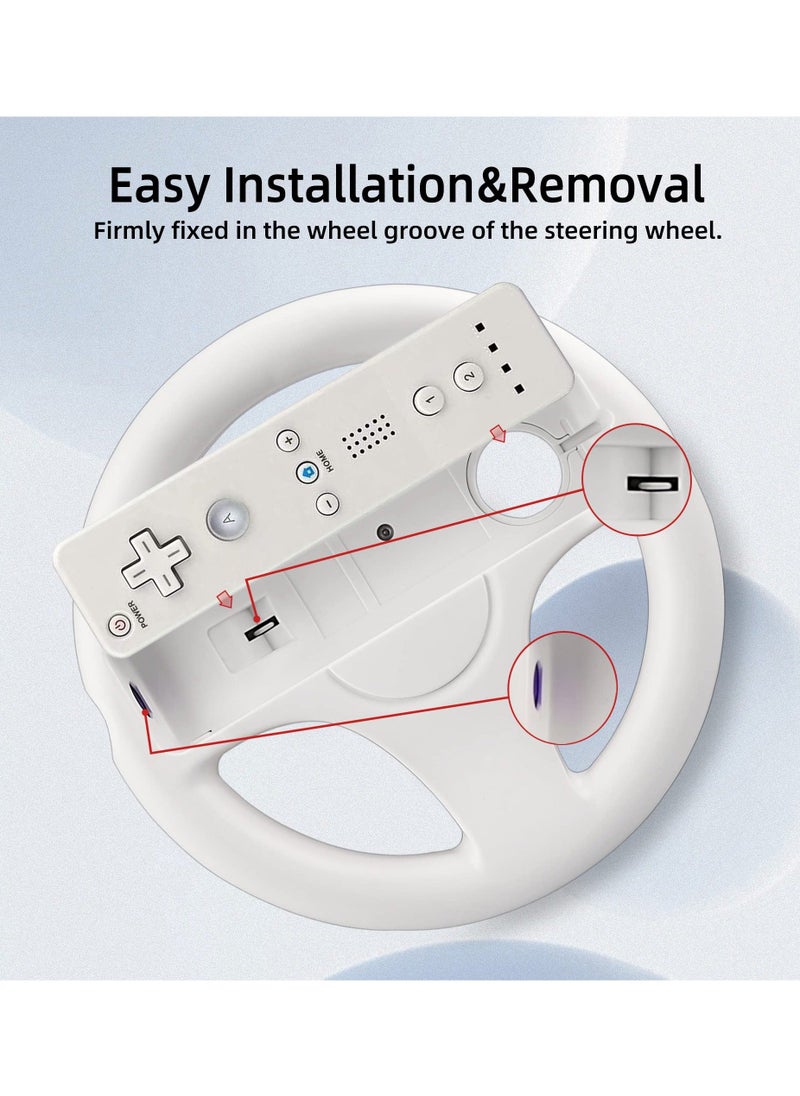 Generic - Steering Wheel for Nintendo Wii and Wii U Remote Controller, 2 Pack Racing Wheels Games Accessories for Mario Kart, Game Controller Wheel for Nintendo Wii Remote Game (White) - Image 1