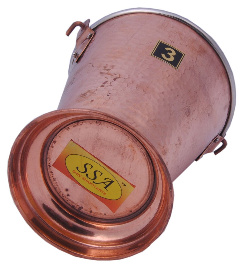 SHIV SHAKTI ARTS SHIV SHAKTI ARTS 15.5 x 13 X 10 cm Handmade Set of 6 Traditional Steel Copper Bucket/Copper Balti Volume 700 ML Each for a Vegetable Dish Serving Restaurant Ware Hotel Ware Home Gift  - Image 2