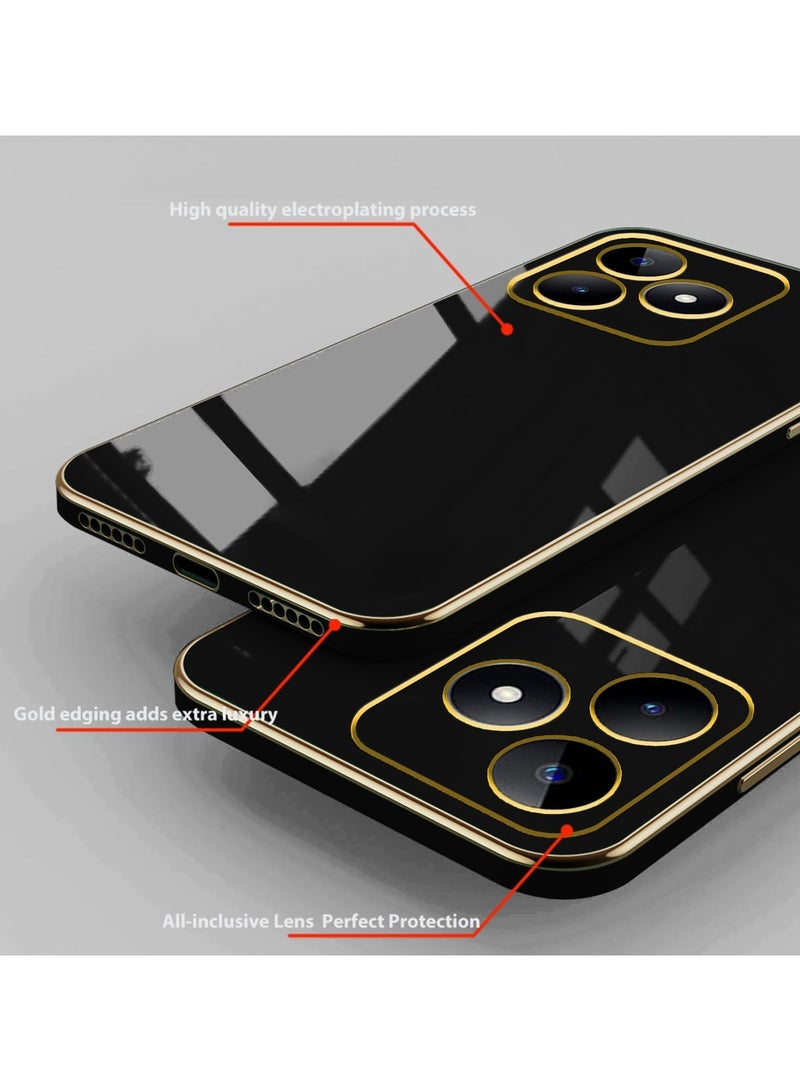 Compatible with Honor 400 Lite cover, smooth veneer gold plated chrome, Black Thin and smooth shock-proof full protection Honor 400 Lite case（Black） - Image 4