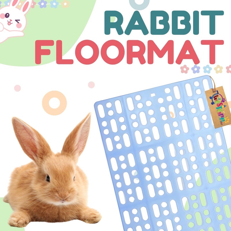 Western Era Blue Rabbit Floor Mat for Cage – Cage Mating for Rabbits, Guinea Pigs, Small Pets, Comfortable Flooring for Pet's Feet, Protects Cage Base, Provides Soft Surface for Resting (2 Piece) - Image 2