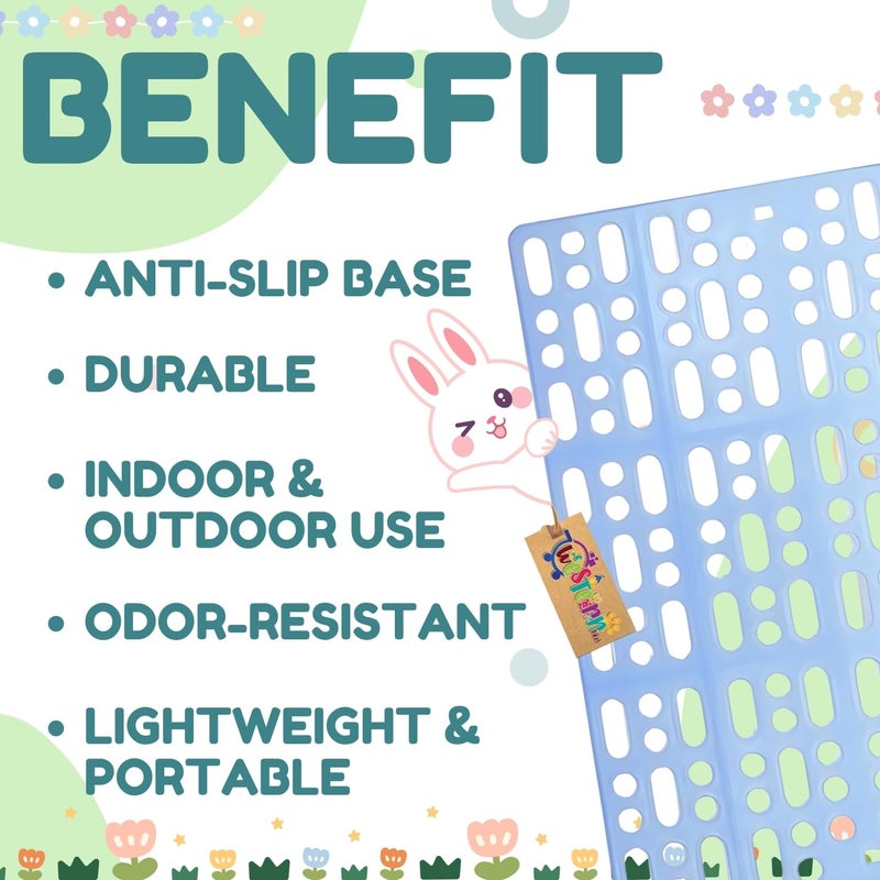 Western Era Blue Rabbit Floor Mat for Cage – Cage Mating for Rabbits, Guinea Pigs, Small Pets, Comfortable Flooring for Pet's Feet, Protects Cage Base, Provides Soft Surface for Resting (2 Piece) - Image 3