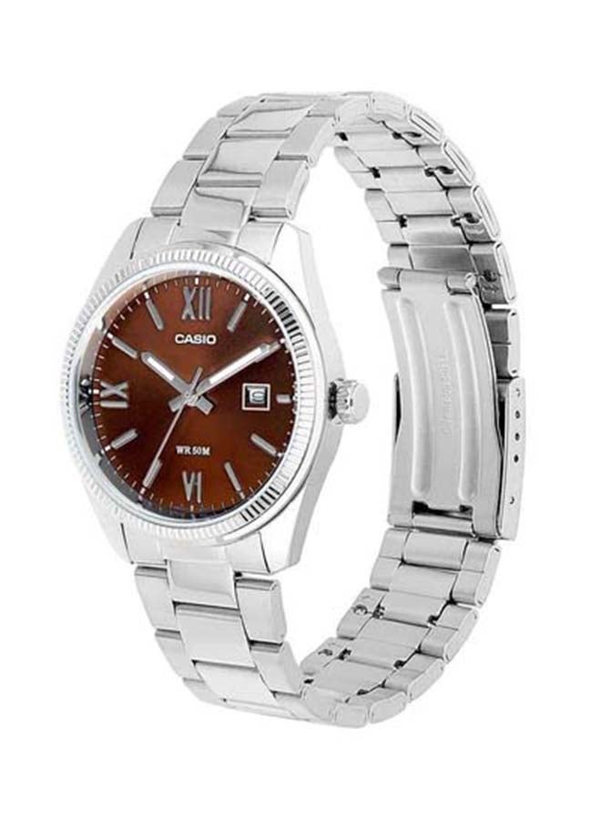 CASIO ساعة يد بتصميم دائري بحزام فولاذي مقاوم للصدأ LTP-1302DD-5AVDF - Image 4